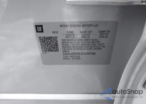 2018 Chevrolet Impala 2Lz из США, поврежденный, VIN 1G1125S36JU150782